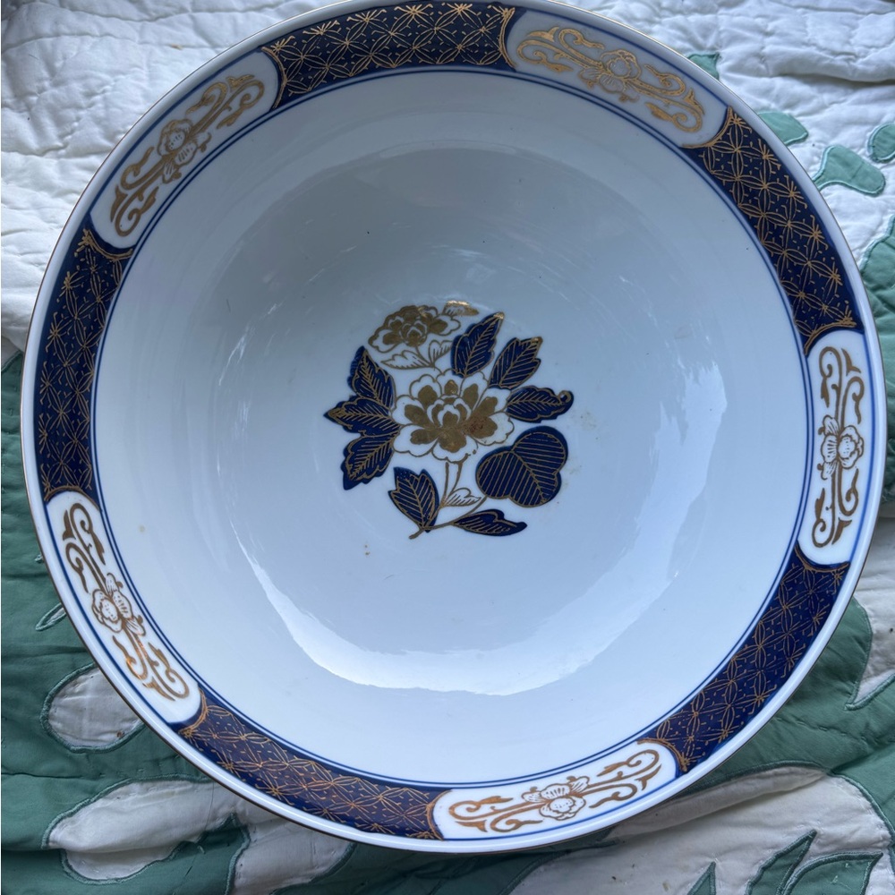 Elegant Blue and Gold Ceramic Bowl